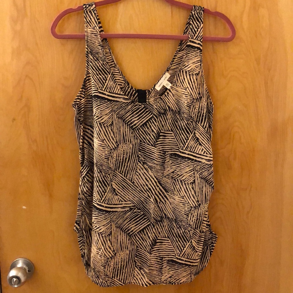 Tribal patterned tank top with button up back